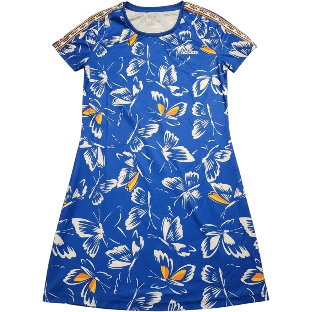 Adidas The FARM Company Butterfly Print T-Shirt Dress Blue Womens Medium